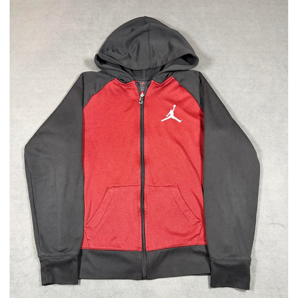 Jordan Full Zip Hoodie Boys Large Red Black Jumpman Logo